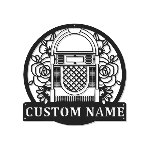 Cartel LED Personalizado de Jukebox | Decoración Mural de Metal Floral Retro para Bar en Casa | Regalo Personalizado para Amantes de la Música