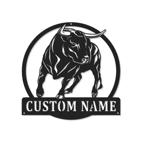 Décoration murale en métal personnalisée avec éclairage LED de taureau - Cadeau pour éleveurs - Décor de ferme rustique