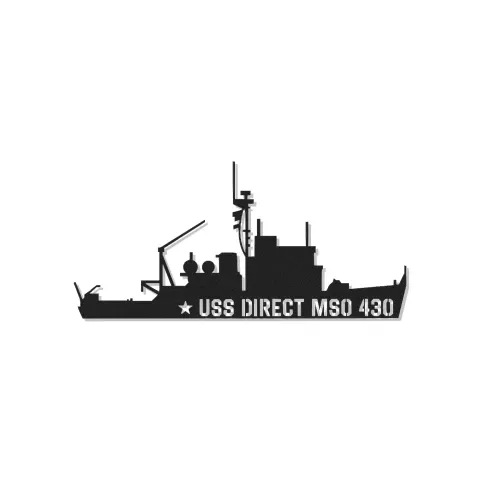 Arte mural de metal LED USS Direct MSO 430 | Cartel de silueta de barco de la marina | Regalo para veteranos militares | Decoración náutica para el hogar
