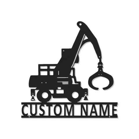 Cartel de metal personalizado con luz LED de grúa de construcción para regalo de constructores, decoración de garaje u oficina