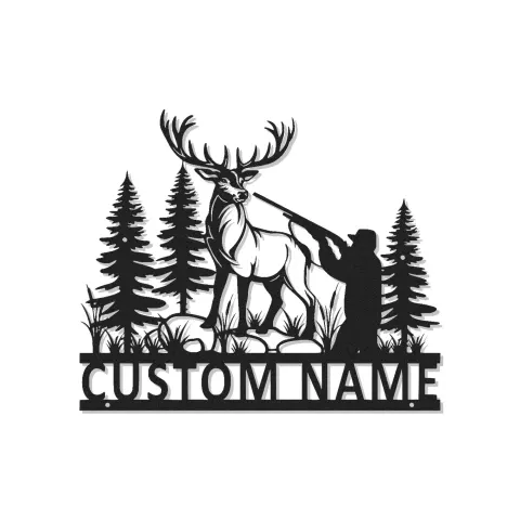 Personalisierte LED-Beleuchtung Metall-Wandkunst für Jäger und Rehe – Geschenk für Outdoor-Enthusiasten, Hütte oder Man Cave Dekor