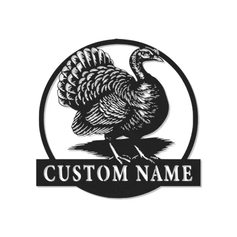 Insegna in metallo LED personalizzata con tacchino - Regalo rustico per cucina o sala da pranzo