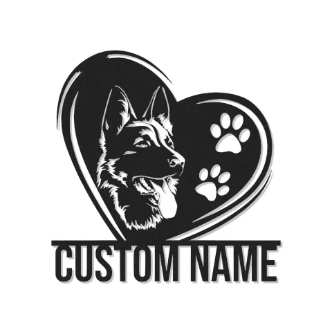Insegna in metallo LED personalizzata per amanti dei cani con pastore tedesco