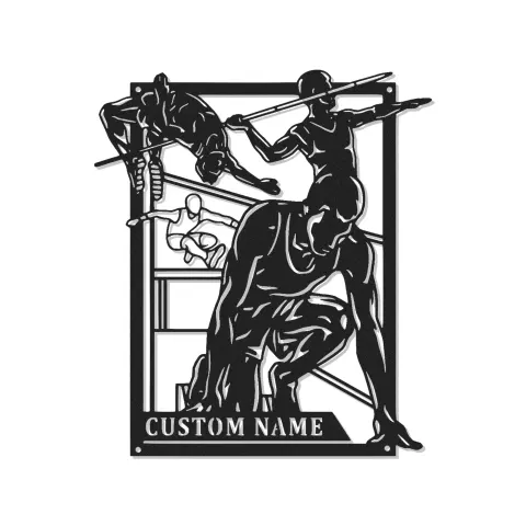 Cartel de metal personalizado de atletismo | Decoración mural LED para atletas | Regalo para corredores, saltadores y lanzadores | Decoración para gimnasio y hogar
