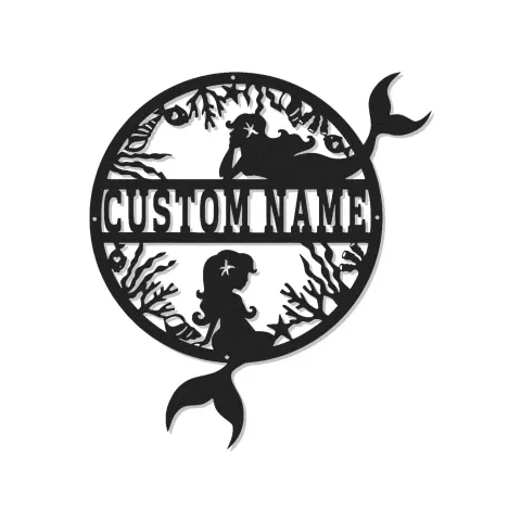 Personalisierte Meerjungfrau LED-Schild | Benutzerdefinierte Metall-Wandkunst | Ozean-Fantasie Kinderzimmerdekoration | Geschenk für Mädchenzimmer