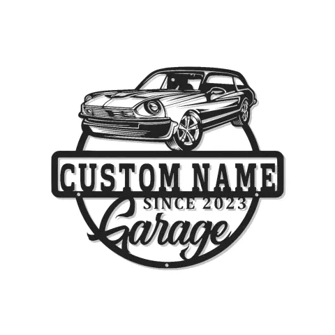 Décoration murale en métal personnalisée de voiture classique avec rétroéclairage LED - Cadeau de garage pour passionnés de voitures