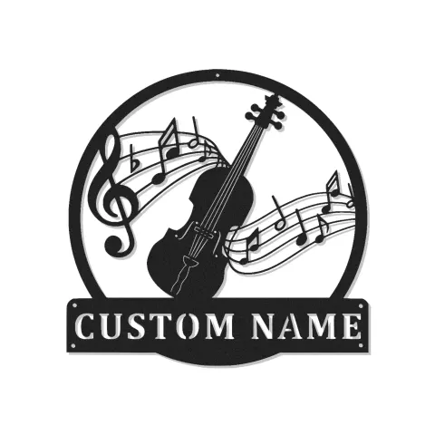 Décoration murale en métal personnalisée avec notes de musique de violon et rétroéclairage LED