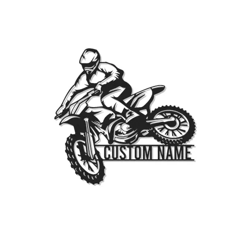 Personalisierte Metall-Wandkunst mit LED-Beleuchtung für Motocross-Fahrer – Geschenk für Dirtbike-Enthusiasten, Garage oder Spielzimmer Dekor