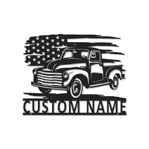 Personalisierte Vintage-Truck LED-Licht Metall-Wandkunst Geschenk für Auto-Enthusiasten Garagen- oder Männerecken-Dekor