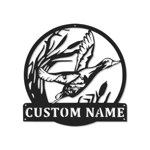 Insegna in metallo LED personalizzata con anatra in volo - Regalo per cacciatori, decorazione cabin o lodge rustico