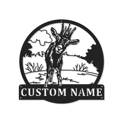 Personalisierte LED-Ziege | Metall-Wandkunst für das moderne Landhaus | Geschenk für Tierliebhaber