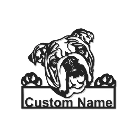 Custom Bulldog Led Light Metal Wall Art Personalized Dog Lover Gift Living Room Pet Decor 1