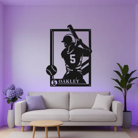 Vue alternative de Enseigne LED personnalisée pour joueuse de softball | Décoration murale en métal avec prénom | Cadeau pour athlète