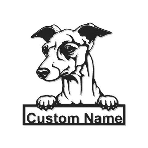 Greyhound Namensschild | LED Metall-Wandkunst | Personalisierte Haustier-Dekoration für den Eingangsbereich | Geschenk für Hundeliebhaber
