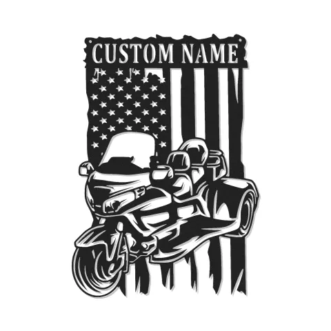 Arte in Metallo LED Personalizzata per Moto | Insegna Biker con Bandiera Americana | Decorazione per Man Cave e Garage | Regalo Unico per Motociclisti