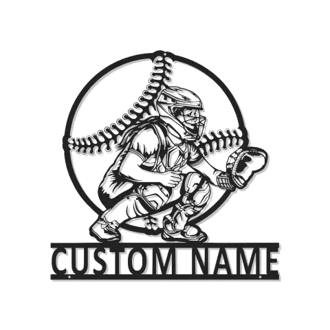 Personalisierte LED-beleuchtete Metall-Wandkunst für Baseballfänger – Sportgeschenk für Baseball-Fans und Spielzimmer-Dekor