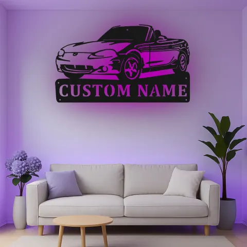 Vista alternativa di Insegna in metallo LED personalizzata per auto cabriolet, regalo per appassionati di auto, decorazione per garage o stanza degli uomini