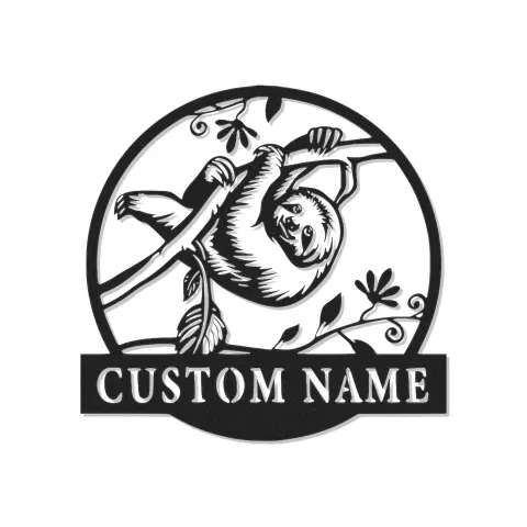 Personalized Sloth LED Sign | Custom Metal Name Wall Art for Nursery | Jungle Animal Decor | Kid's Room Light Gift