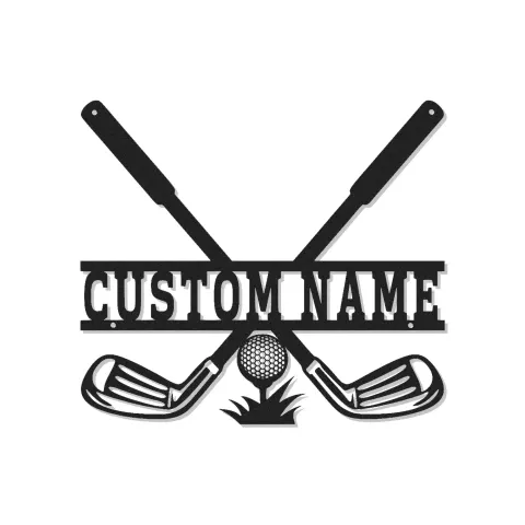 Insegna da golf personalizzata con LED | Decorazione murale in metallo su misura per man cave | Targa con nome del golfista | Arredo club di golf