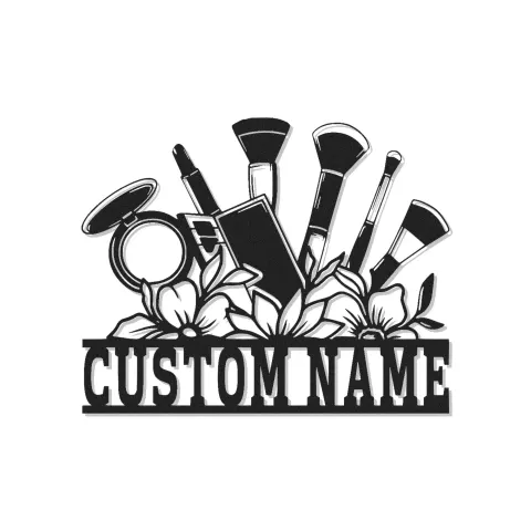 Cartel personalizado para maquilladora | Decoración mural LED de metal para salón de belleza | Decoración de tocador con nombre | cartel con logo de negocio MUA