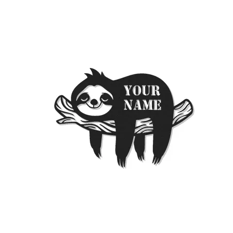 Cartel LED de nombre de perezoso personalizado | Arte mural de metal cortado con láser | Decoración personalizada para guarderías | Cartel iluminado de animal lindo para habitación infantil