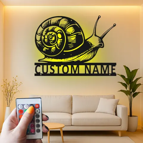 Individuelles Schnecke LED Metall-Schild | Personalisierte Geschenk für Gärtner | Realistische Wandkunst für die Terrasse | Außen-Naturdekoration alternative Ansicht