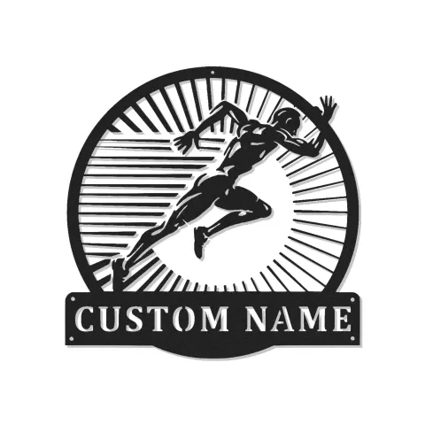 Personalisierte Läufer-Namensschild | LED-Metall-Wandkunst für Fitnessstudio & Zuhause | Personalisierte Geschenk für Leichtathleten | Sprint-Silhouette-Dekor
