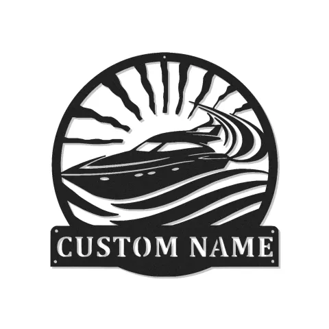 Décoration murale en métal personnalisée avec éclairage LED pour yacht - Cadeau nautique personnalisé