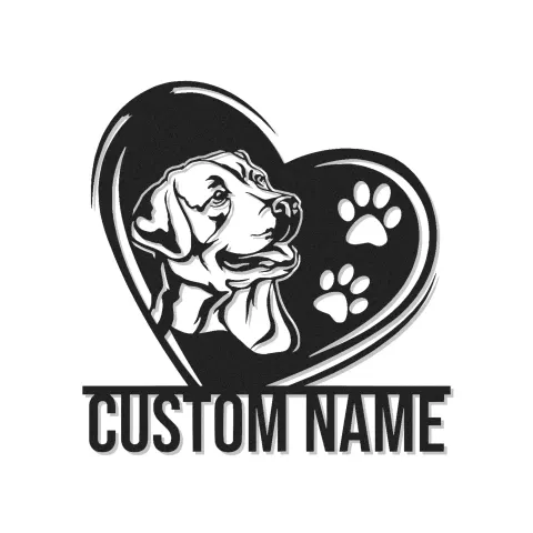 Personalisierte Labrador Herz LED-Licht Metall-Wandkunst für Hundeliebhaber