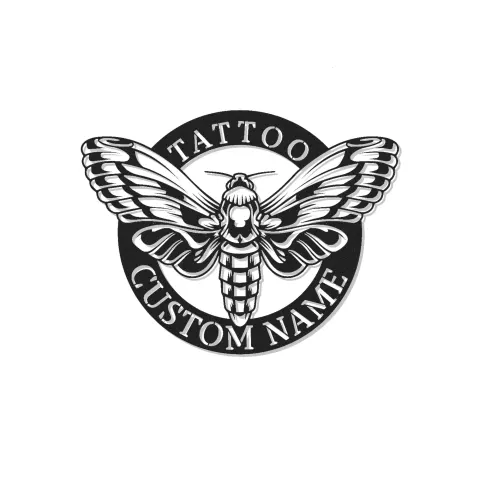 Personalisierte LED-Leuchtschrift mit Totenkopf-Motte | Schichtmetall-Wandkunst | Tattoo-Studio-Dekor | Gothic Wohnästhetik | Individuelles Firmenlogo