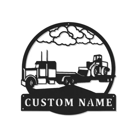 Individuelles Semi-Truck Metallkunst | Personalisierte LED Namensschild für Trucker | Bauernhaus & Industrielle Wanddekoration | Geschenk für Fahrer