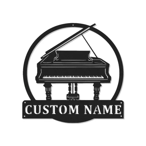 Grand Piano LED Wall Art | Custom Metal Name Sign | Personalized Musician Gift & Studio Decor