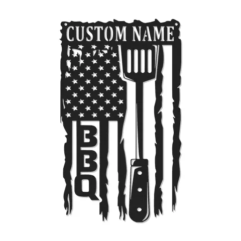 Décoration murale en métal personnalisée Spatule BBQ avec rétroéclairage LED Cadeau pour Maître du Grill Décor de Patio Extérieur
