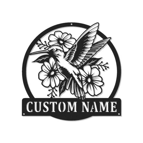 Individuelles Kolibri-Metallschild | LED Licht-Wandkunst | Personalisierte Blumen-Garten-Dekoration | Einweihungsgeschenk für Vogel-Liebhaber