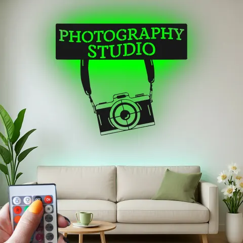 Fotostudio-Schild | Individuelle Vintage-Kamera LED-Wandkunst | Metall-Dekoration für Fotografen-Geschenk alternative Ansicht
