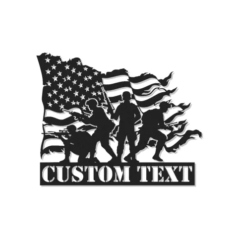 Cartel de metal de soldado personalizado | Decoración mural LED con bandera americana | Regalo patriótico para veteranos | Decoración para sala de juegos del ejército