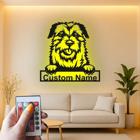 Vue alternative de Décoration murale en métal LED personnalisée pour chien Terrier - Cadeau pour les propriétaires d'animaux