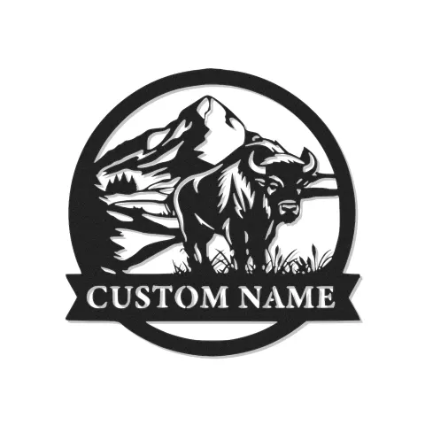 Custom Bison Mountain Led Light Metal Wall Art Personalized Wildlife Gift Rustic Living Room Decor