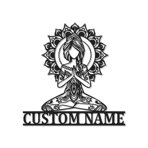 Personalisiertes Yoga-Meditation LED-beleuchtetes Metallschild Geschenk für Yoga-Liebhaber Zen-Dekor für Meditationsräume