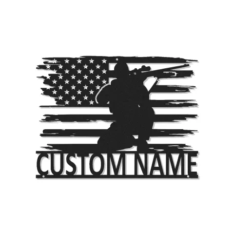 Cartel metálico personalizado de francotirador | Decoración mural LED con bandera estadounidense | Decoración militar a medida para veteranos | Regalo patriótico para sala de ocio