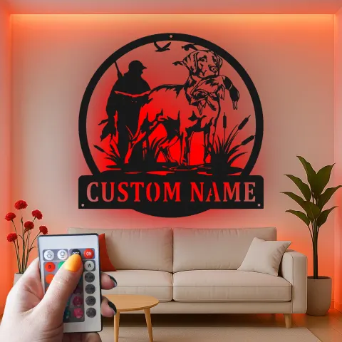Duck Hunting Metal Sign | Personalized Labrador Retriever LED Wall Art | Custom Hunter Name Plaque for Cabin & Lodge Decor alternate view