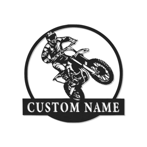 Insegna in metallo personalizzata con luce LED per motociclisti motocross, regalo personalizzato per appassionati di moto da cross, decorazione per garage o man cave 7