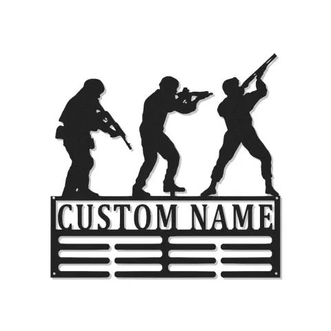Silhouette de Soldat Personnalisée | Décoration Murale en Métal LED Militaire Personnalisée | Décor Patriotique pour Anciens Combattants et Familles de l'Armée