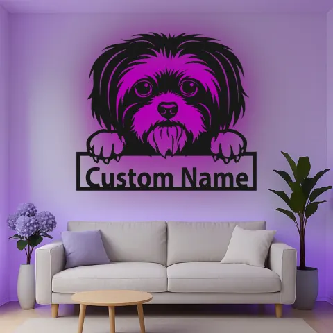Custom Shih Tzu Led Light Metal Wall Art Personalized Dog Mom Gift Living Room Pet Decor alternate view