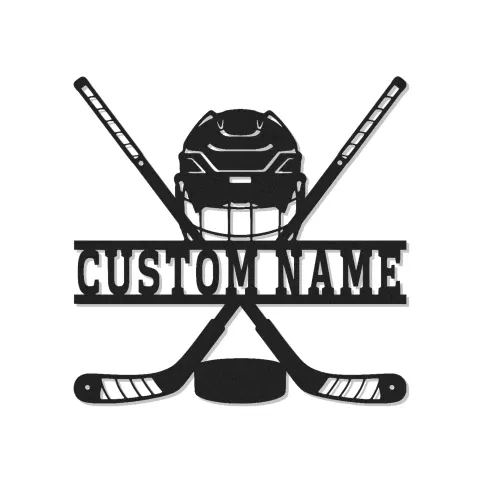 Enseigne personnalisée de hockey | Décoration murale LED en métal | Déco personnalisée pour joueur, salle de jeux | Cadeau fan de sport