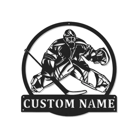 Letrero LED de metal personalizado para portero de hockey | Decoración deportiva personalizada | Arte mural para sala de juegos | Regalo para jugador