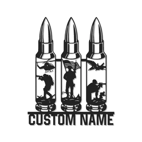 Personalisierte Soldatensilhouette LED-Leuchtschild | Individuelle Militär-Metall-Wandkunst | Patriotische Veteranen-Hommage | Man Cave Dekor mit Namen