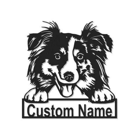 Décoration murale en métal LED personnalisée Border Collie pour les amoureux des chiens 1