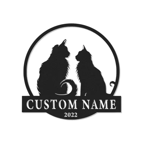 Personalisierte LED-beleuchtete Metall-Wandkunst mit Katzenpaar – Geschenk für Tierliebhaber, Wohn- oder Schlafzimmerdeko