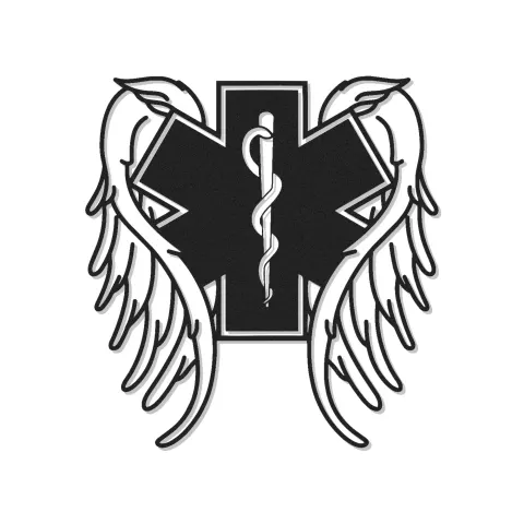 Insegna LED Star of Life | Arte in metallo personalizzata per EMT e paramedici | Simbolo medico con ali d'angelo | Regalo per primo soccorritore e decorazione per cliniche